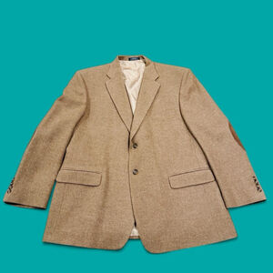 Vintage 90s Stafford 100% Wool Sport Coat Blazer Men 48R Brown Elbow Patches